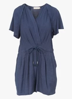 SEE U SOON Ruimvallende Jumpsuit Met Wikkelhals | Blauw -Chic Verkoop 4108496