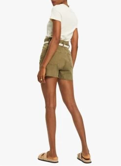 ESPRIT Short Van Katoenen Denim Met Ceintuur | Kaki -Chic Verkoop 4109416