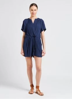 SEE U SOON Ruimvallende Jumpsuit Met Wikkelhals | Blauw -Chic Verkoop 4110330