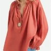 Vanessa Bruno NIPOA - Linnen Blouse Met Tuniekhals | Rood -Chic Verkoop 4113265