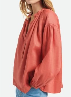 Vanessa Bruno NIPOA - Linnen Blouse Met Tuniekhals | Rood 10 Vanessa Bruno NIPOA - Linnen Blouse Met Tuniekhals | Rood -Chic Verkoop 4113266