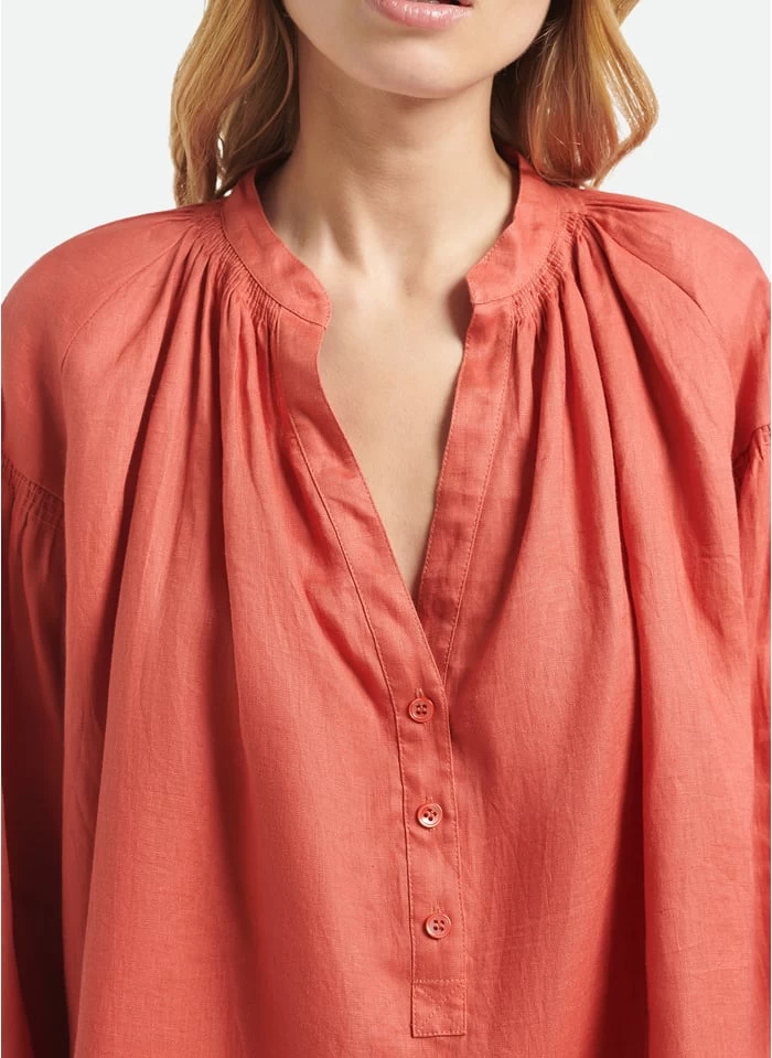 Vanessa Bruno NIPOA - Linnen Blouse Met Tuniekhals | Rood 7 Vanessa Bruno NIPOA - Linnen Blouse Met Tuniekhals | Rood - Afbeelding 5