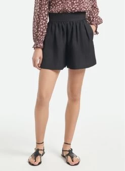 Vanessa Bruno ALECK - Korte Rok Met Plooien Viscose/linnenblend | Zwart