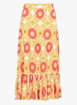 STELLA FOREST ALEJANDRA - Halflange Rok Met Print En Volants | Oranje