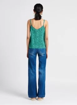 LE TEMPS DES CERISES JANNA - Topje Met V-hals En Bloemmotief | Groen -Chic Verkoop 4114996