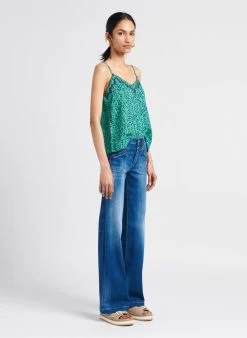 LE TEMPS DES CERISES JANNA - Topje Met V-hals En Bloemmotief | Groen -Chic Verkoop 4114997