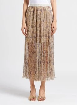 LE TEMPS DES CERISES RAN - Lange Rok Met Print | Goudkleurige