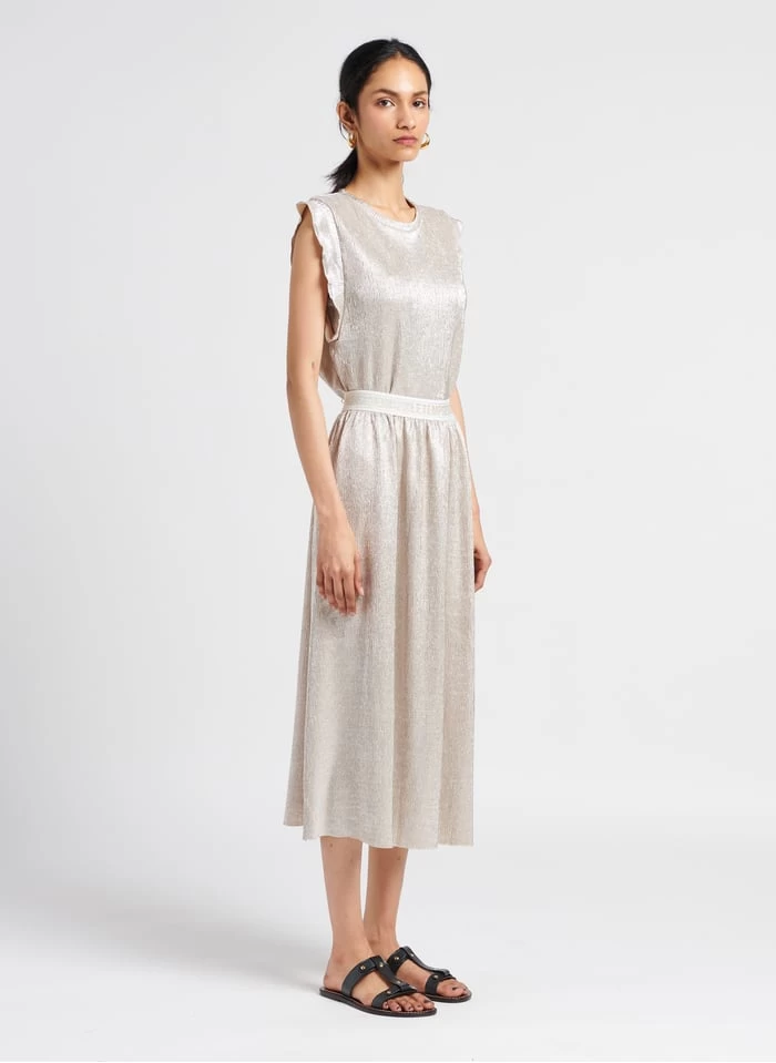 LE TEMPS DES CERISES LATOBA - Halflange Plissérok Met Glanzend Garen | Grijs 6 LE TEMPS DES CERISES LATOBA - Halflange Plissérok Met Glanzend Garen | Grijs - Afbeelding 4