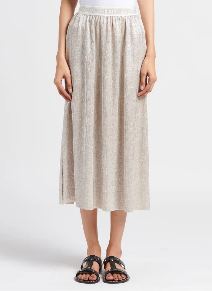 LE TEMPS DES CERISES LATOBA - Halflange Plissérok Met Glanzend Garen | Grijs 3 LE TEMPS DES CERISES LATOBA - Halflange Plissérok Met Glanzend Garen | Grijs