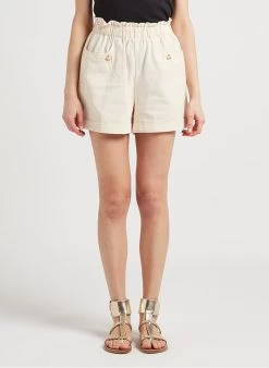 JEROME - Katoenen Short Met Fronsjes En Volants | Wit