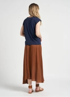 JINA - Halflange, Gerende Rok | Oranje -Chic Verkoop 4123230
