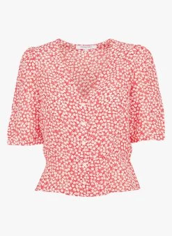 GERARD DAREL CANDIDE - Blouse Met Print En Volants | Rood -Chic Verkoop 4123902