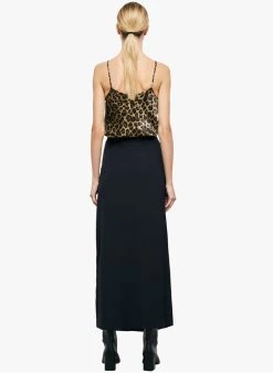 THE KOOPLES Lange, Gedrapeerde Rok | Zwart -Chic Verkoop 4124694