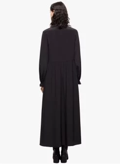 THE KOOPLES Lange, Zijden Jurk Met Hoge Kraag | Zwart -Chic Verkoop 4124768