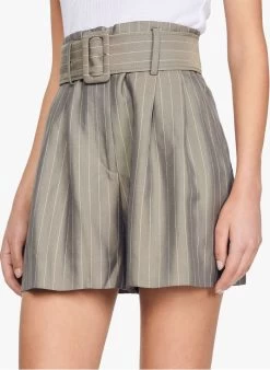 Sandro ARLES - Short Met Hoge Taille En Ceintuur | Kaki 17 Sandro ARLES - Short Met Hoge Taille En Ceintuur | Kaki -Chic Verkoop 4127024