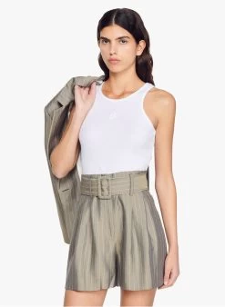 Sandro ARLES - Short Met Hoge Taille En Ceintuur | Kaki 12 Sandro ARLES - Short Met Hoge Taille En Ceintuur | Kaki -Chic Verkoop 4127025