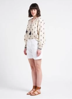 AMADEUS - Ruimvallend Short Met Hoge Taille Katoenblend | Wit -Chic Verkoop 4128334