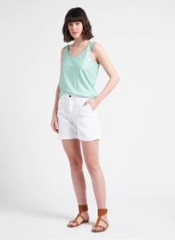 AMADEUS - Ruimvallend Short Met Hoge Taille Katoenblend | Wit -Chic Verkoop 4128672