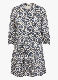 MAISON 123 GENNY - Korte, Ruimvallende Jurk Met Print | Blauw -Chic Verkoop 4130436