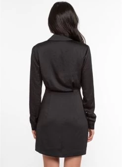 KOOKAI Korte Jurk Met Reverskraag | Zwart -Chic Verkoop 4134324