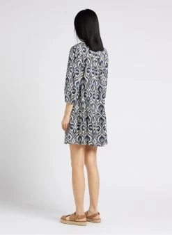 MAISON 123 GENNY - Korte, Ruimvallende Jurk Met Print | Blauw -Chic Verkoop 4135158
