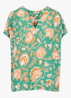 BATTANTE - Top Met V-hals En Bloemenprint | Groen -Chic Verkoop 4136397