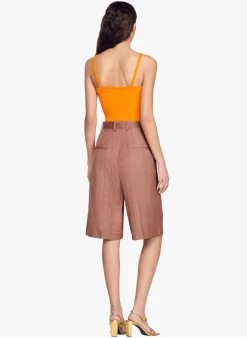 Sandro ARISTIDE - Bermuda Van Viscose | Bruin -Chic Verkoop 4142859