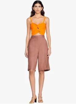 Sandro ARISTIDE - Bermuda Van Viscose | Bruin -Chic Verkoop 4142860