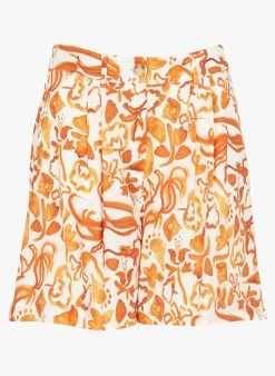 ALICE - Straight-fit Short Van Katoenmix Met Prints | Oranje