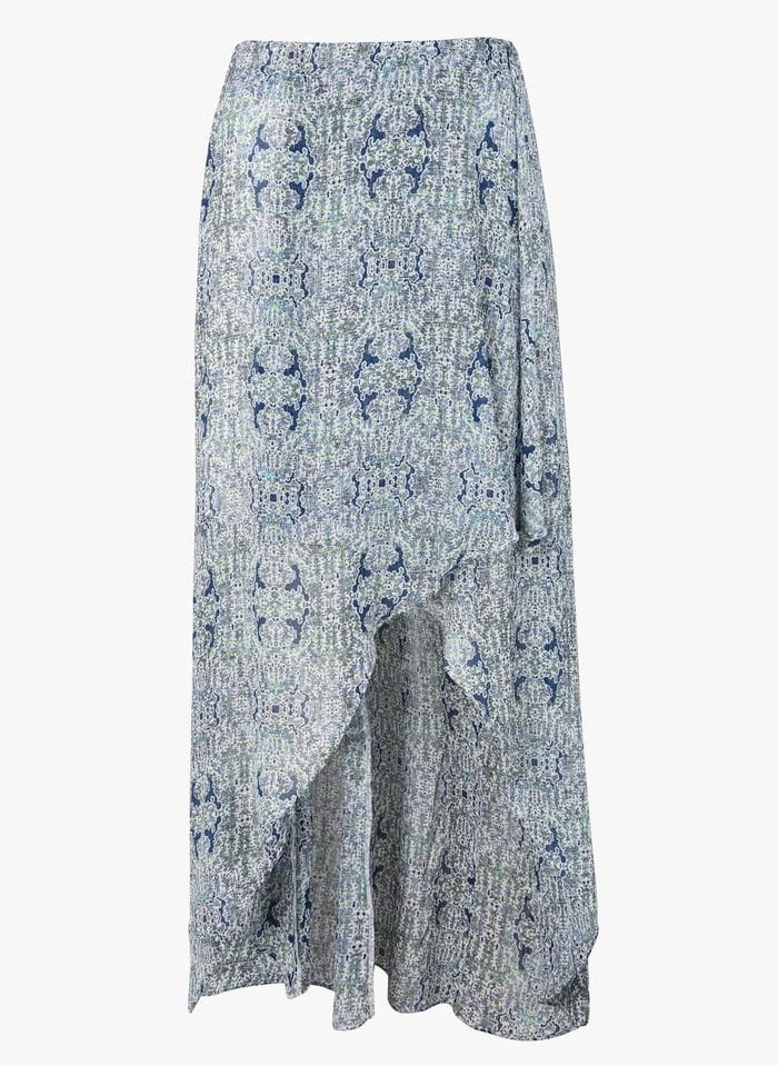BERENICE JIMY - Lange, Asymmetrische Rok Met Print | Blauw 5 BERENICE JIMY - Lange, Asymmetrische Rok Met Print | Blauw - Afbeelding 3