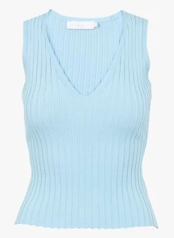 ALIYA - Strakke Top Met V-hals | Blauw -Chic Verkoop 4150311