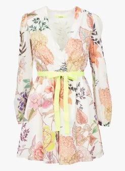 TWINSET Korte, Katoenen Jurk Met V-hals En Print | Veelkleurig -Chic Verkoop 4150458