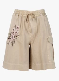 TWINSET Short Van Katoenmix Met Hoge Taille En Borduurwerk | Beige -Chic Verkoop 4150821