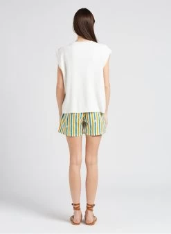 ILYANA - Kort, Gestreept Short | Groen -Chic Verkoop 4151813
