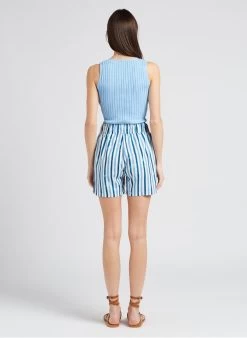 ALIYA - Strakke Top Met V-hals | Blauw -Chic Verkoop 4151872