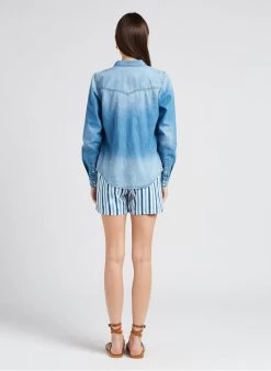 ALIYA - Strakke Top Met V-hals | Blauw -Chic Verkoop 4151876