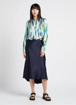 Hartford CODEX - Ruimvallende Top Met Maokraag | Blauw -Chic Verkoop 4156713