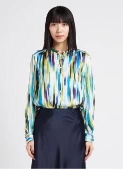 Hartford CODEX - Ruimvallende Top Met Maokraag | Blauw