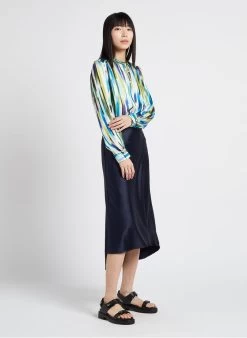 Hartford CODEX - Ruimvallende Top Met Maokraag | Blauw -Chic Verkoop 4156717