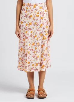 SEE U SOON Halflange Rok Met Print | Beige