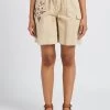 TWINSET Short Van Katoenmix Met Hoge Taille En Borduurwerk | Beige -Chic Verkoop 4156937