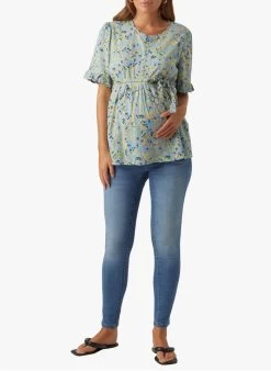 Mamalicious RENEE - Zwangerschapstop Met Korte Mouw | Blauw