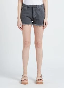 BERENICE PHUKET - Kort Spijkershort Met Raw Cut-afwerking | Zwart