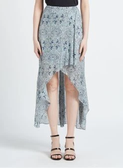 BERENICE JIMY - Lange, Asymmetrische Rok Met Print | Blauw