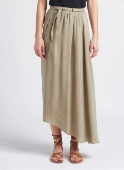 SUICK - Halflange, Soepelvallende Asymmetrische Rok | Grijs