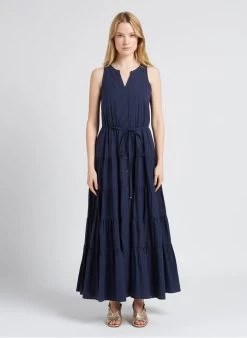 PENNYBLACK APPARIRE - Lange, Katoenen Jurk Met Tuniekhals | Blauw