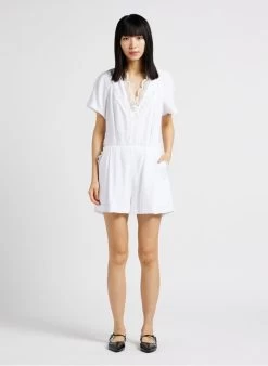 IRO LINNEAS - Playsuit Met V-hals En Kant | Wit