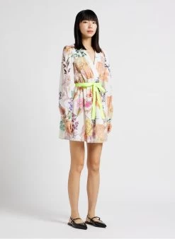 TWINSET Korte, Katoenen Jurk Met V-hals En Print | Veelkleurig -Chic Verkoop 4165230