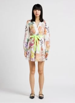 TWINSET Korte, Katoenen Jurk Met V-hals En Print | Veelkleurig