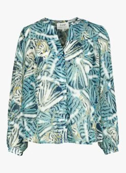 COLOTY - Top Met Tuniekhals En Print | Blauw -Chic Verkoop 4169256